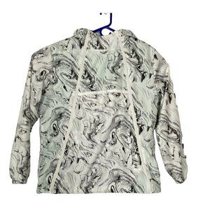 COLD CULTURE Hooded Windbreaker Jacket Swirled Removeable Front White Black L